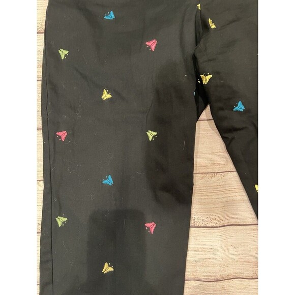 Counterparts Womens Black Embroidered Colorful Butterflys Resort Capri Pants 14 - Picture 3 of 8